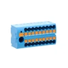 Phoenix Contact 1019558 Paskirstymo blokas PTVFIX 6/18X2.5-NS35A BU, mėlyna pramoninė jungtis - 18 prijungimo taškų, kurių skerspjūvis 2,5 mm2