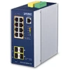 Šakotuvas PLANET Industrial 8 prievadų GE PoE+ 2*1G SFP+ 2*2,5G SFP - 8 prievadų valdomas L2+ gigabito Ethernet (10/100/1000) Maitinimas per Ethernet (PoE) Aliuminio, Mėlyna