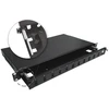 Teleskopinė šviesolaidinė komutacinė panelė 12xSC duplex / 12xLC quad 19" 1U su tvirtinimo priedais (lizdais, juostelėmis) ALANTEC