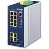 Šakotuvas PLANET Industrial 8-Port GE PoE+ 2*1G SFP+ 2*2,5G SFP - 8-Port Managed L2+ Gigabit Ethernet (10/100/1000) Power over Ethernet (PoE) Aliuminio, Mėlyna