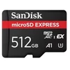 Atminties kortelė „SanDisk Express Micro SD“ 512 GB, R 880 MB/s, W 650 MB/s, ilgalaikis įrašymo greitis 210 MB/s, U3, C10