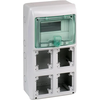 Schneider 13179 Mureva IP65 ant paviršiaus montuojamas 1x8 skirstomasis įrenginys, skirtas prijungti gMRV-1-8-NT-T/4 lizdus 4 skylės 90x100mm 13179