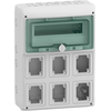 Schneider 13181 Mureva IP65 ant paviršiaus montuojami skirstomieji įrenginiai 1x12, skirti gMRV-1-12+1-NT-T/6 lizdams 6 skylės 90x100mm 13181