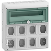 Schneider 13182 Skirstyklė 1x18 paviršiuje montuojama Mureva IP65, skirta gMRV-1-18+1-NT-T/8 lizdams 8 skylės 90x100mm 13182