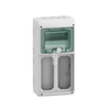 Schneider 13186 Mureva IP65 ant paviršiaus montuojamas 1x8 skirstomasis įrenginys, skirtas prijungti gMRV-1-8-NT-T/10 lizdus 2 skylės 103x225mm 13186