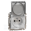 Schneider Electric Sedna Design, 2P+PE lizdas su IP44 langinėmis, sidabrinis aliuminis