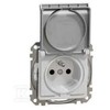 Schneider Electric Sedna Design, 2P+PE lizdas su IP44 langinėmis, sidabrinis aliuminis