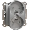 Schneider Electric Sedna Design, 2x2P+PE lizdas su langinėmis rėmo sistemai, sidabrinis aliuminis