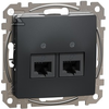 Kompiuterinis lizdas 2xRJ45 UTP Cat6 Schneider Electric Sedna Design SDD114462 (antracitas)