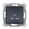 Schneider Electric Asfora Lizdas USB įkrovikliai 2.1A be rėmelio, antracitas EPH2700271
