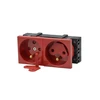 Securitynet WP45X4572 Dviguba modulinė rozetė su spyna ir raktu, raudona, WP45X4572