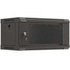 Prie sienos montuojama stovo tipo spintelė 19" 4U 540x350 juodos stiklinės durys LANBERG (plokštos konstrukcijos)