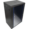 Pakabinama lentyna 19" 15U 600x450, (dvigubos sekcijos variantas) vienos varčios stiklinės durys, nuimamas pilnas galinis dangtis, nuimami pilnai šoniniai dangčiai, rakinamas, 4 sijos, spalva juoda, savarankiškam surinkimui - plokščia pakuotė, ALANTEC