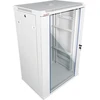 Pakabinama lentyna 19" 18U 600x450, (dvigubos sekcijos variantas) vienos varčios stiklinės durys, nuimamas pilnas galinis dangtis, nuimami pilnai šoniniai dangčiai, rakinamas, 4 sijos, spalva pilka, ALANTEC