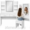 Lean Kosmetinis staliukas su LED veidrodžiu ir 2 stalčiais, baltas, 140 × 80 × 40 cm