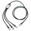 USB kabelis Troika Trident Pro įkrovimo kabelis, 1,2 m, 3in1, juodas
