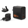 UAG SRGE įkroviklis – 100 W sieninis įkroviklis, 2 USB-C ir USB-A, pridedami ES, JK, JAV kištukai (juodas)
