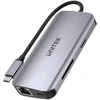 Unitek D1122A01 aktyvus USB-C šakotuvas 5Gbps, 2x HDMI 4K, kortelių skaitytuvas, RJ-45, PD 100W