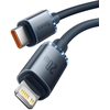 USB-C / Lightning iPhone Baseus Crystal CAJY000301 2m 20W PD QC CABLE, Juodas, PREMIUM BRAID