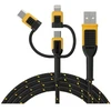 USB kabelis Dewalt USB-A - USB-C + microUSB + Lightning 1,8 m juodas (DXMA131-1356-DWG)