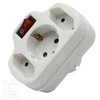 V-tac 3vietis lizdo adapteris, baltas, 2 jungtys 2,5A, viena 16A, su jungikliu