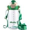 Akuku gertuvė su šiaudeliu 480ml pilkas žalia A0724