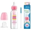 DR. BROWN'S buteliukas pereinamasis OPTIONS+ siauru kakleliu, rožinis 250ml + silikoninis snapelis, SB8191-P3