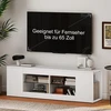 TV staliukas 140 cm TV stovas, televizoriaus komoda, 6 skyriai, 2 stiklinės lentynos, medžio drožlių plokštė, balta