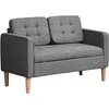 HOMCOM 2-viečių sofa, medžiaginė, nuimama, su pagalvėlėmis, kaučiukmedis, medvilnė, pilka, 117 x 62 x 78 cm