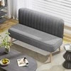 2 vietų sofa, minkšta sofa su lininio audinio imitacija, medinis rėmas, skirta svetainei ir miegamajam, 117 cm, pilka