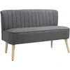 2 vietų sofa, minkšta sofa su lininio audinio imitacija, medinis rėmas, skirta svetainei ir miegamajam, 117 cm, pilka