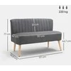 2 vietų sofa, minkšta sofa su lininio audinio imitacija, medinis rėmas, skirta svetainei ir miegamajam, 117 cm, pilka