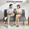 2 vietų sofa, minkšta sofa su lininio audinio imitacija, medinis rėmas, skirta svetainei ir miegamajam, 117 cm, pilka