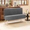 2 vietų sofa, minkšta sofa su lininio audinio imitacija, medinis rėmas, skirta svetainei ir miegamajam, 117 cm, pilka