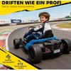 24V elektrinis kartingas, drifto režimas, reguliuojama sėdynė, 5 taškų saugos diržas, muzikos funkcija, garso signalas, 6-12 metų, mėlynas