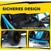 24V elektrinis kartingas važiavimui ir dreifavimui, nailoninės padangos, saugos diržas, garsinis signalas, muzika, 8-12 m., mėlynas