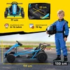 24V elektrinis kartingas važiavimui ir dreifavimui, nailoninės padangos, saugos diržas, garsinis signalas, muzika, 8-12 m., mėlynas