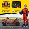 24V elektrinis kartingas važinėti ir drifto, nailoniniai ratai, saugos diržas, garsinis signalas, muzika 8-12 metų vaikams, raudonas