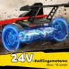 24V elektrinis kartingas važiavimui ir driftui, nailoniniai ratai, saugos diržas, garsinis signalas, muzika, 8–12 metų, raudonas