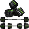 2in1 Svarių rinkinys, ilgas ir trumpas svarelis, 30 kg, neslystantis, saugo grindis, juoda/žalia