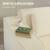 Fotelis 3 vietų sofa, minkšta putplasčio struktūra, plačios porankiai, 2 pagalvėlės, kordo gobelenas, smėlio spalvos