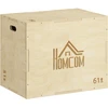 3-in-1 Plyo Box medinė plyometrinė dėžė su 3 šuolių aukščiais ir rankenomis 61 x 51 x 76 cm natūralaus medžio