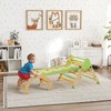 8-in-1 Montessori laipiojimo rėmas vidaus erdvėms, medinis, su laipiojimo trikampiu, arka ir dvipuse čiuožykla, žalias