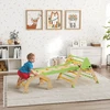8-in-1 Montessori laipiojimo rėmas vidaus erdvėms, medinis, su laipiojimo trikampiu, arka ir dvipuse čiuožykla, žalias