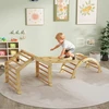 9-in-1 kambarine laipiojimo konstrukcija, rampa, čiuožykla, kopetėlės, lenta, mažyliams, medinė