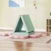 AIYAPLAY 12 dalių putplasčio blokelių rinkinys laipiojimui, statymui, ropojimui, vidaus žaidimų kilimėliai su velveto užvalkalu, žalia ir rožinė