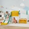 AIYAPLAY 7-viename vaikiška čiuožykla, vidaus žaidimų aikštelė, laipynė, namelis, lenta, krepšinio lankas, 1-4 metai, plastikas, geltona+žalia