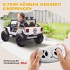 AIYAPLAY Elektrinis automobilis vaikams, 12V baterija, su tėvų ir vaiko sėdyne, valdomas nuotoliniu būdu, muzika, garsinis signalas, LED žibintai, 3-8 metai, baltas