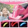 AIYAPLAY Elektrinis automobilis vaikams, besisukantis 360 laipsnių kampu, su vairu, LED lemputėmis, muzikos funkcija, 3-8 metai, rožinis