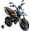 AIYAPLAY elektrinis motociklas vaikams, 12 V vaikiškas motociklas su muzika, 6 km/h vaikiška transporto priemonė su nuimamais pagalbiniais ratukais, 12 colių plastikinės padangos, 3–8 metų vaikams, maks. 30 kg, geltonas